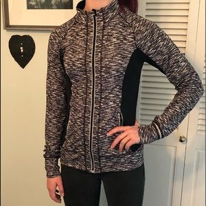 Black and white athletic zip up jacket